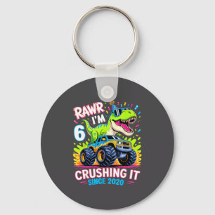 6nd Birthday Monster Truck Dinosaur Since 2020 Raw Key Ring
