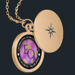 6th 33rd 47th 48th Amethyst Wedding Anniversary Gold Plated Necklace<br><div class="desc">Celebrate the 6th, 33rd, 47th or 48th wedding anniversary with this commemorative locket! Elegant black and white lettering with gold-dusted hexagonal confetti on an amethyst purple background add a memorable touch for this special occasion and (extraordinary) milestone. Customize with couple's initials, a special message, and dates for their amethyst anniversary....</div>