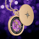 6th 33rd 47th 48th Amethyst Wedding Anniversary Gold Plated Necklace<br><div class="desc">Celebrate the 6th, 33rd, 47th or 48th wedding anniversary with this commemorative locket! Elegant black and white lettering with gold-dusted hexagonal confetti on an amethyst purple background add a memorable touch for this special occasion and (extraordinary) milestone. Customize with couple's initials, a special message, and dates for their amethyst anniversary....</div>