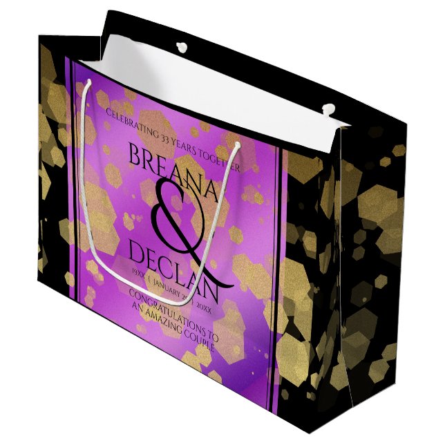 6th 33rd 47th 48th Amethyst Wedding Anniversary Large Gift Bag (Front Angled)