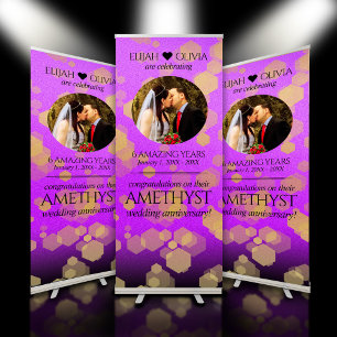 6th 33rd 47th 48th Amethyst Wedding Anniversary Retractable Banner