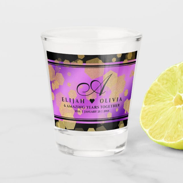 6th 33rd 47th 48th Amethyst Wedding Anniversary Shot Glass (Front)