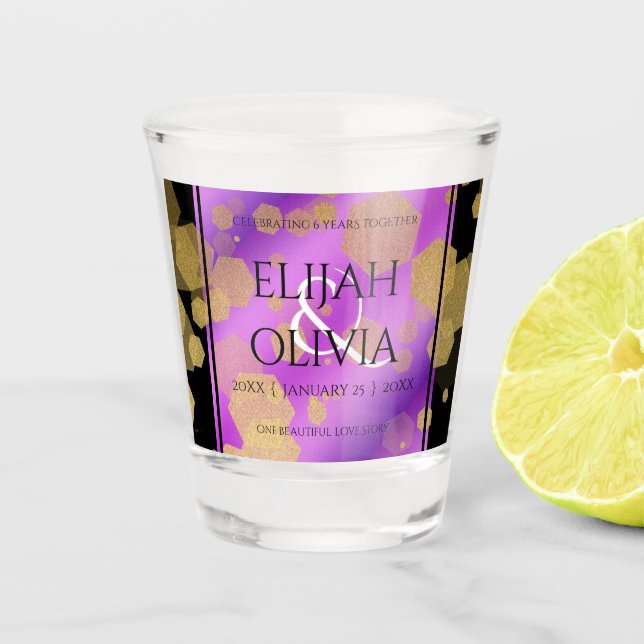6th 33rd 47th 48th Amethyst Wedding Anniversary Shot Glass (Front)
