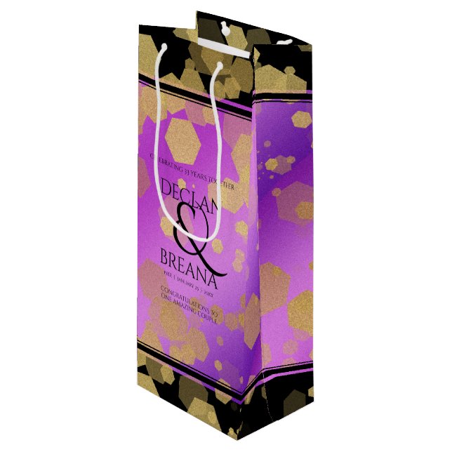 6th 33rd 47th 48th Amethyst Wedding Anniversary Wine Gift Bag (Front Angled)
