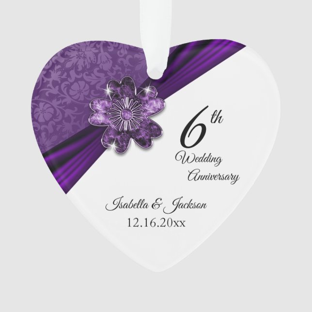 6th / 33rd / 47th Amethyst Purple Anniversary Ornament (Front)