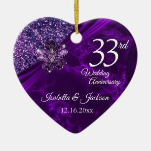 6th / 33rd /47th Amethyst Wedding Anniversary Ceramic Tree Decoration