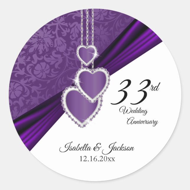 6th / 33rd / 47th Amethyst Wedding Anniversary Classic Round Sticker (Front)