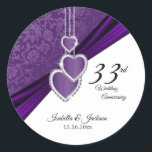 6th / 33rd / 47th Amethyst Wedding Anniversary Classic Round Sticker<br><div class="desc">Stickers. Round Labels in a beautiful 6th / 33rd / 47th Wedding Anniversary Design, a perfect way to embellishing your products in an unique way. This design works well for other events or occasions such as a birthday, wedding, years of service... or you can make it work for everyday use...</div>