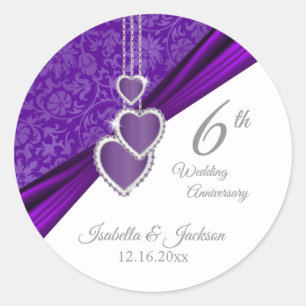 6th / 33rd / 47th Amethyst Wedding Anniversary  Classic Round Sticker
