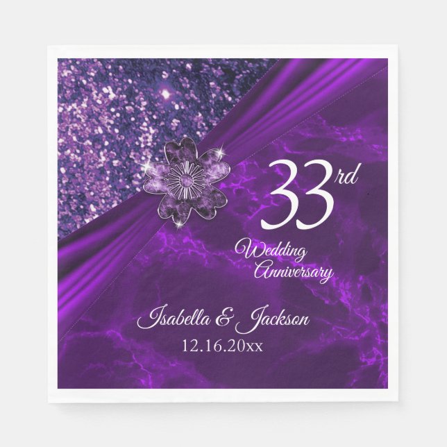 6th / 33rd /47th Amethyst Wedding Anniversary Napkin (Front)