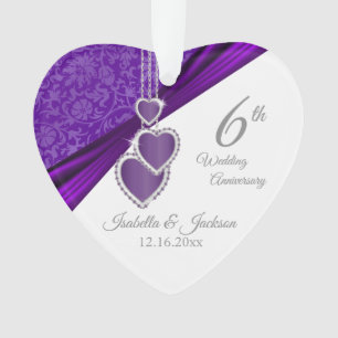 6th / 33rd / 47th Amethyst Wedding Anniversary Ornament