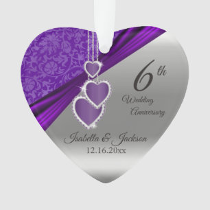 6th / 33rd / 47th Amethyst Wedding Anniversary Ornament