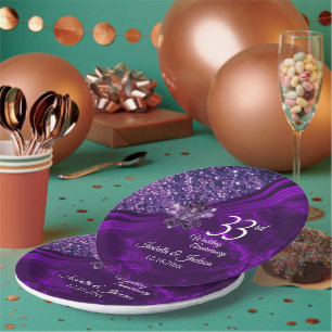 6th / 33rd /47th Amethyst Wedding Anniversary Paper Plate