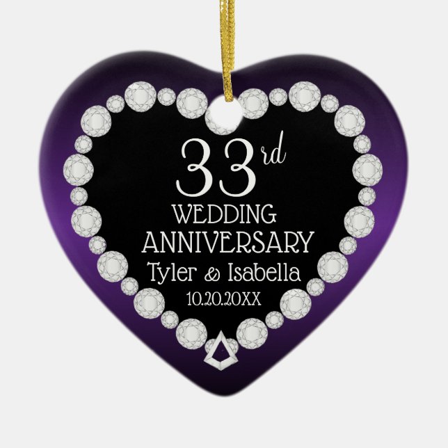 6th / 33rd / 47th Anniversary | Amethyst Purple Ceramic Tree Decoration (Front)
