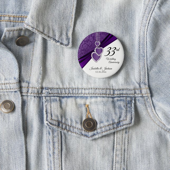 6th / 33rd / 47th Wedding Anniversary Design 6 Cm Round Badge (In Situ)