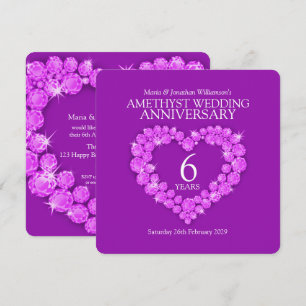 6th amethyst wedding anniversary party invites