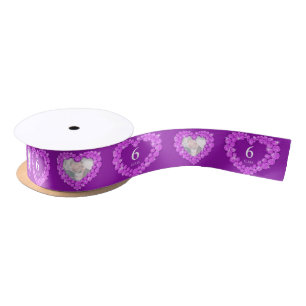 6th amethyst wedding anniversary photo heart satin ribbon