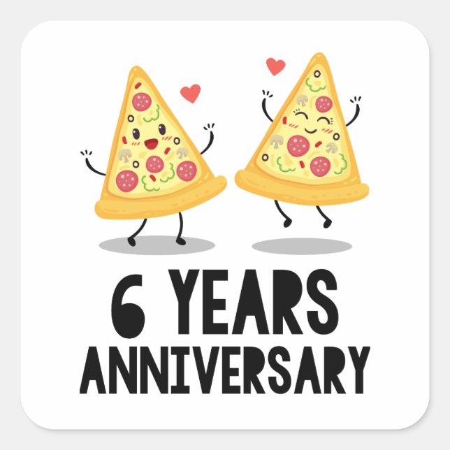 6th Anniversary 6 Years Square Sticker (Front)