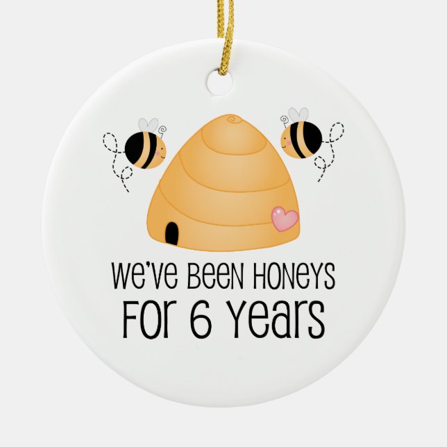 6th Anniversary Couple Gift Ceramic Tree Decoration (Front)