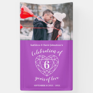 6th anniversary heart personalised photo purple banner