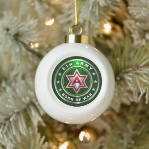 6th Army Ceramic Ball Christmas Ornament