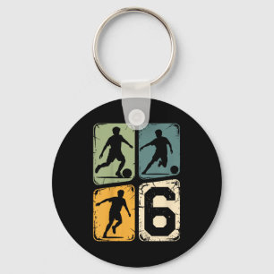 6th Birthday 6 Soccer Player Boy Girls Soccer Ball Key Ring