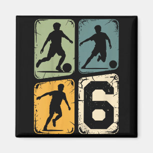 6th Birthday 6 Soccer Player Boy Girls Soccer Ball Magnet