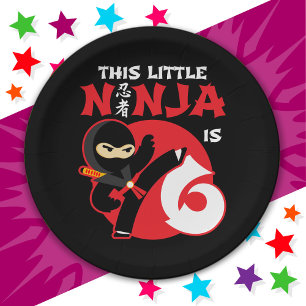 6th Birthday 6 Year Old Kids Party Little Ninja 6 Paper Plate