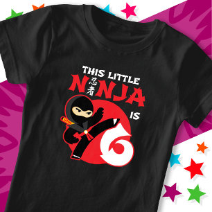 6th Birthday 6 Year Old Kids Party Little Ninja 6 T-Shirt