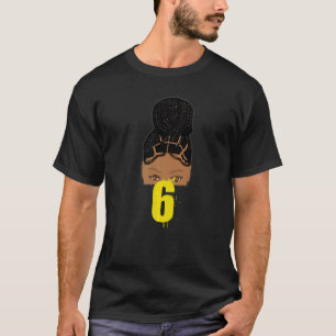 6th Birthday African American Young Girl Braided H T-Shirt