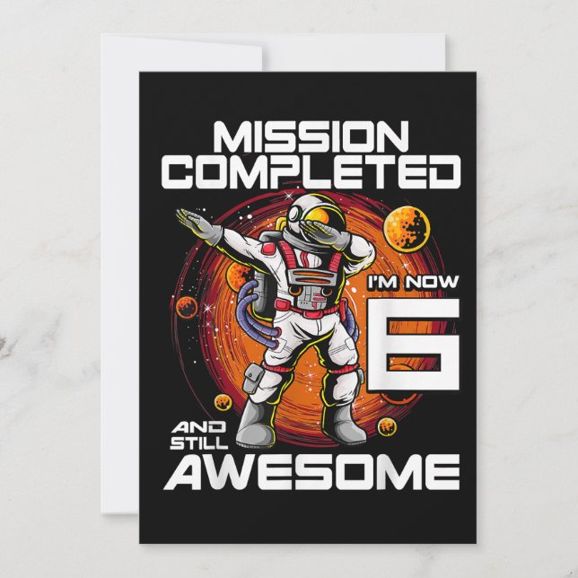 6th Birthday Astronaut 6 Years Old Outer Space Bir Save The Date (Front)
