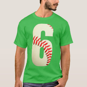 6th Birthday Baseball Big Number Six 6 Year Old Bo T-Shirt