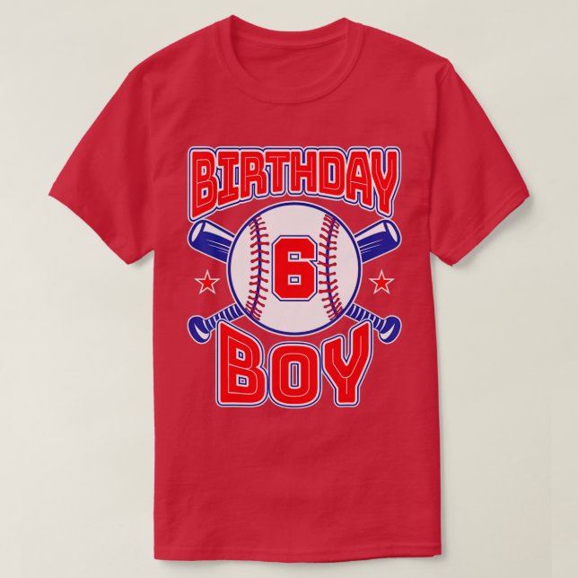 6th Birthday Baseball Big Number Six 6 Year Old Bo T-Shirt (Design Front)