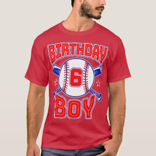 6th Birthday Baseball Big Number Six 6 Year Old Bo T-Shirt