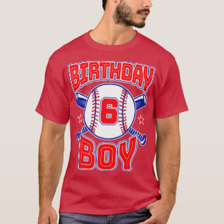 6th Birthday Baseball Big Number Six 6 Year Old Bo T-Shirt