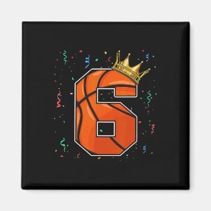 6th Birthday Basketball Big Number 6 Year Old Boy Magnet