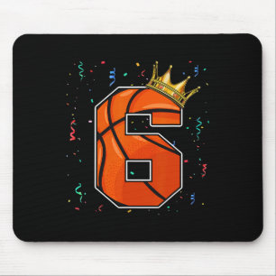 6th Birthday Basketball Big Number 6 Year Old Boy Mouse Mat