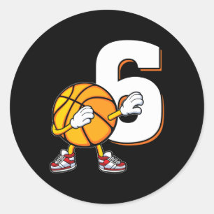 6th Birthday Basketball Player Dabbing 6 Years Old Classic Round Sticker