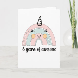 6th Birthday Boho Rainbow 6 Years Old Unicorn Card