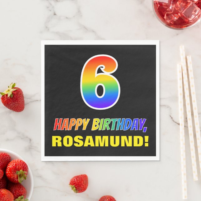 6th Birthday: Bold, Fun, Simple, Rainbow 6 Napkin (Insitu)