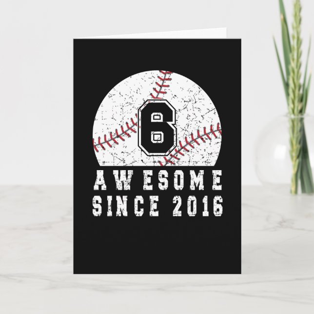 6th Birthday Born In 2016 Baseball Boy 6 Year Old Card (Front)