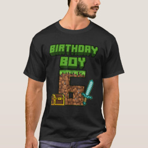 6th Birthday Boy 6 Years Old Gamer Pixel Birthday  T-Shirt