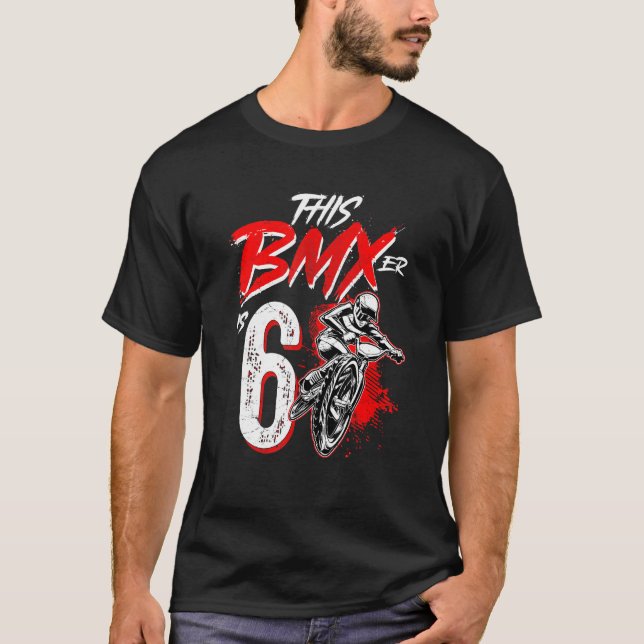 6th Birthday   Boy   BMX Birthday Party Decoration T-Shirt (Front)