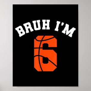 6th Birthday Boy Bro 6 Year Old Bday Kids Basball Poster