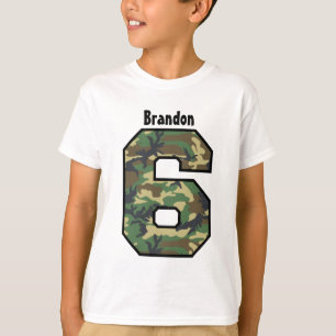 6th Birthday Boy Camo Four Year Custom Name V007F T-Shirt