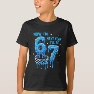 6th Birthday Boy Checkered Drip Im 6 Year Old Next T-Shirt