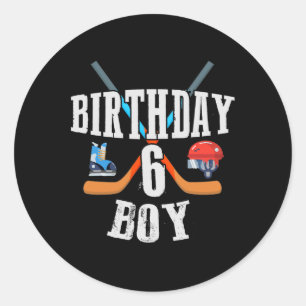 6th Birthday Boy Ice Hockey 6 Years Old Birthday S Classic Round Sticker