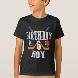 6th Birthday Boy Ice Hockey 6 Years Old Birthday S T-Shirt