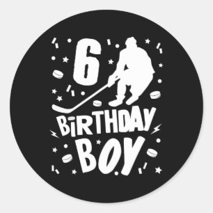 6th Birthday Boy Ice Hockey Kids 6 Years Old Party Classic Round Sticker