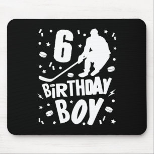 6th Birthday Boy Ice Hockey Kids 6 Years Old Party Mouse Mat